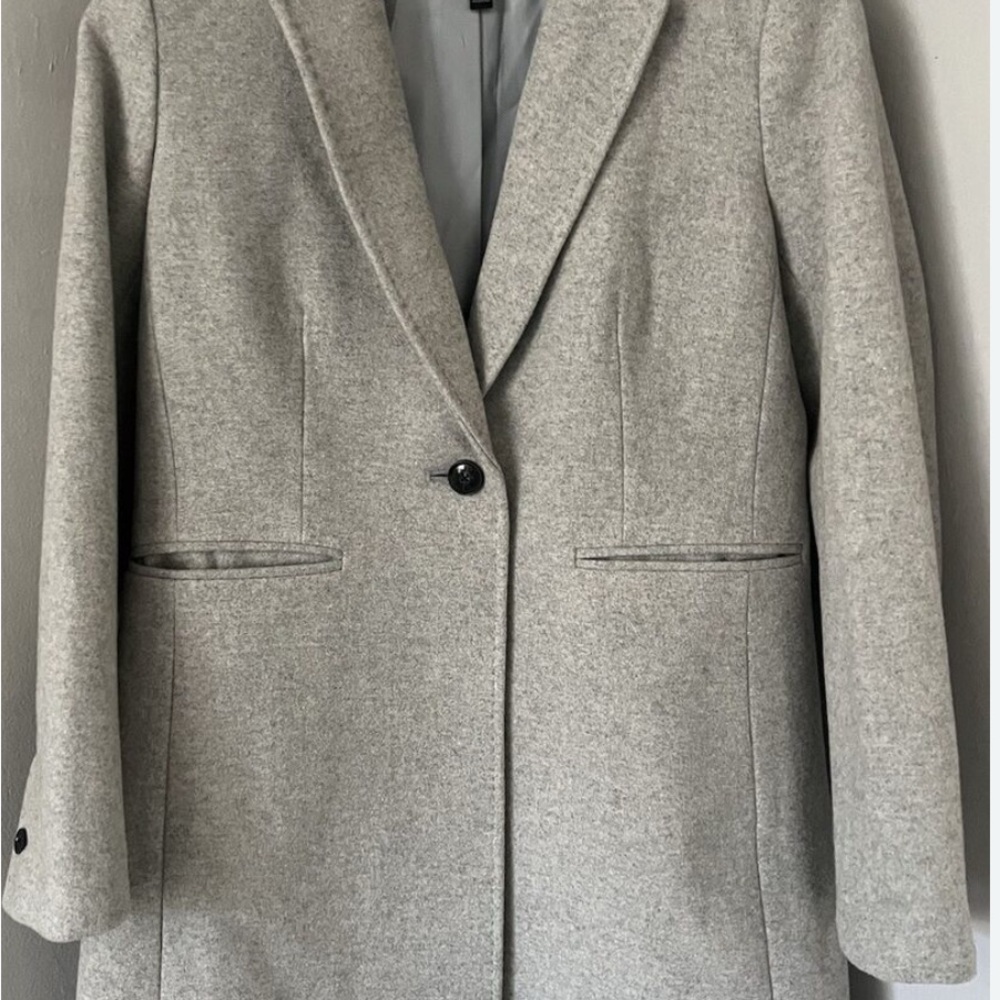 NEW Banana Republic Italian Melton Car Coat  Light Gray ◻️ Petite Large - Picture 6 of 8